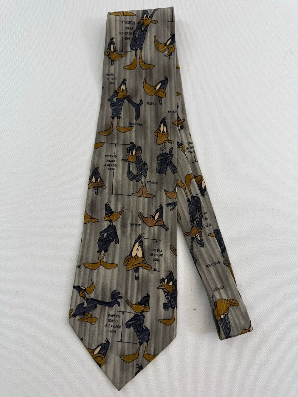 Vintage 1994 Daffy Duck Warner Bros Silk Novelty Tie Illustrator Art Teacher
